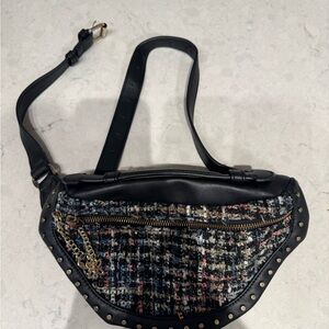 BCBGeneration Black Tweed Crossbody Bag